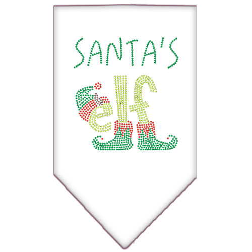 Santa's Elf Rhinestone Bandana White Small